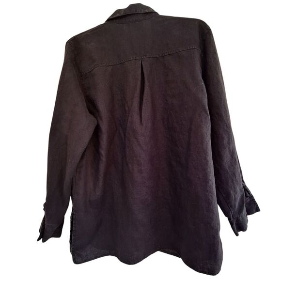 Style & Co 100% Linen Black Shirt Shacket Vintage Hong Kong Relaxed Fit size L - Picture 4 of 16